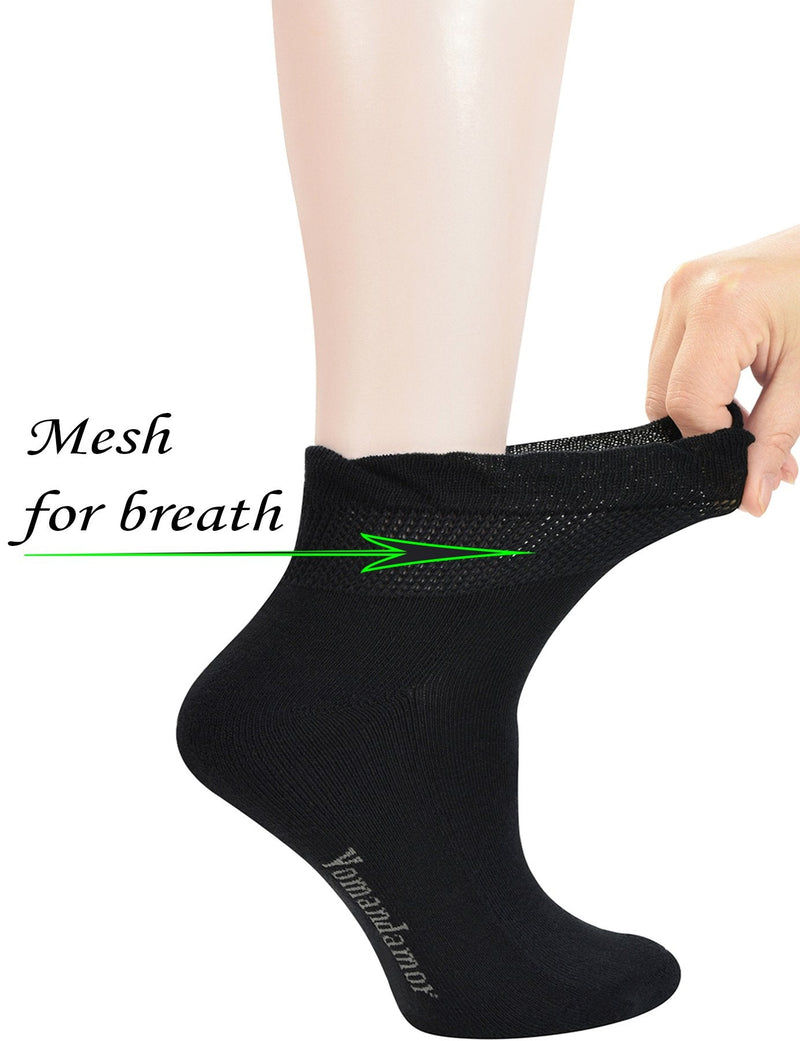 [Australia] - Yomandamor Women's 5 Pairs Non-binding Bamboo Diabetic Ankle Dress/Casual Socks with Seamless Toe 9-11 5 Pairs Black 