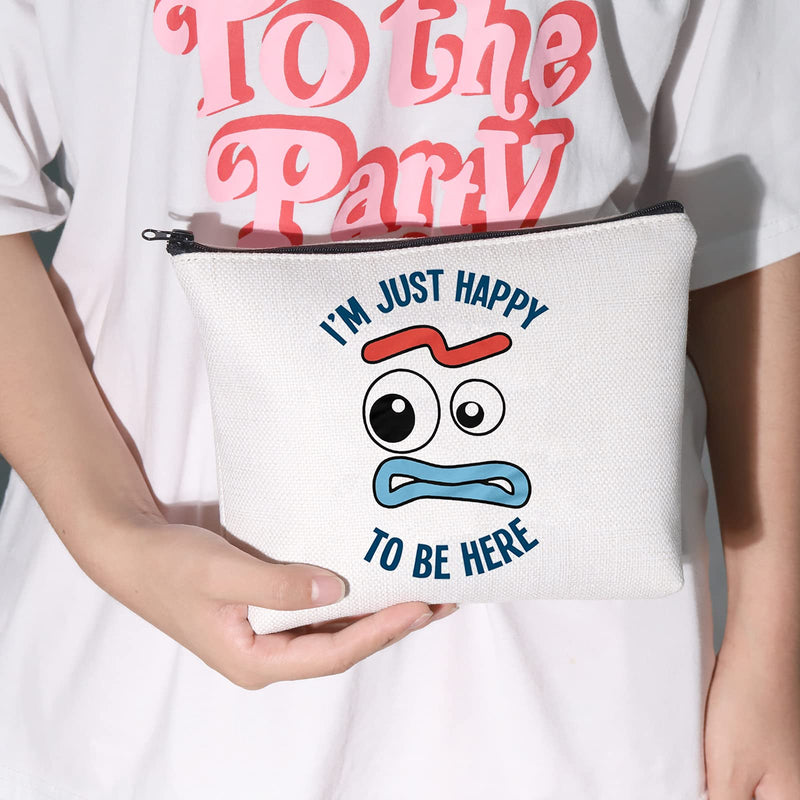 [Australia] - LEVLO Forky Toy Story Cosmetic Bag Forky Lover Gift I'm Just Happy To Be Here Make up Zipper Pouch Bag For Women Girls, Happy To Be Here, 