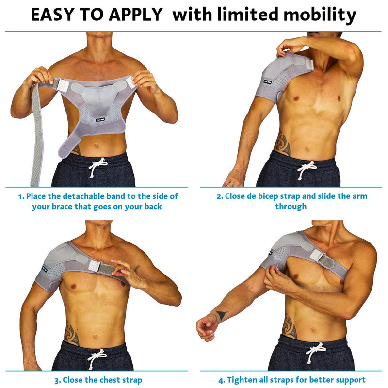 [Australia] - ZENKEYZ Shoulder Brace for Men & Women, Shoulder Immobilizer for Torn Rotator Cuff, Tendonitis, Dislocation, Pain, Neoprene Shoulder Compression Sleeve Wrap (Gray, Small/Medium) Small/Medium (Pack of 1) Gray 
