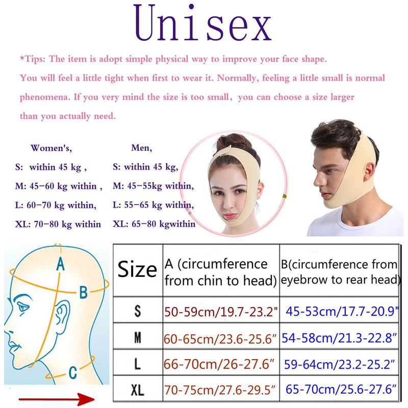 [Australia] - Face Lifting Slimming Belt, Facial Cheek V Shape Lift Up Thin Mask Strap Face Line Smooth Breathable Bandage for Men and Women by ANIBBOW (L) L 