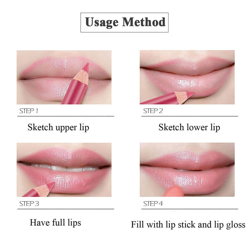 [Australia] - CCbeauty Lip Liner Pencil Makeup Matte Lip Liner Pen Waterproof Long Lasting Lipstick Liner Slim 8 Color Set with Sharpener 