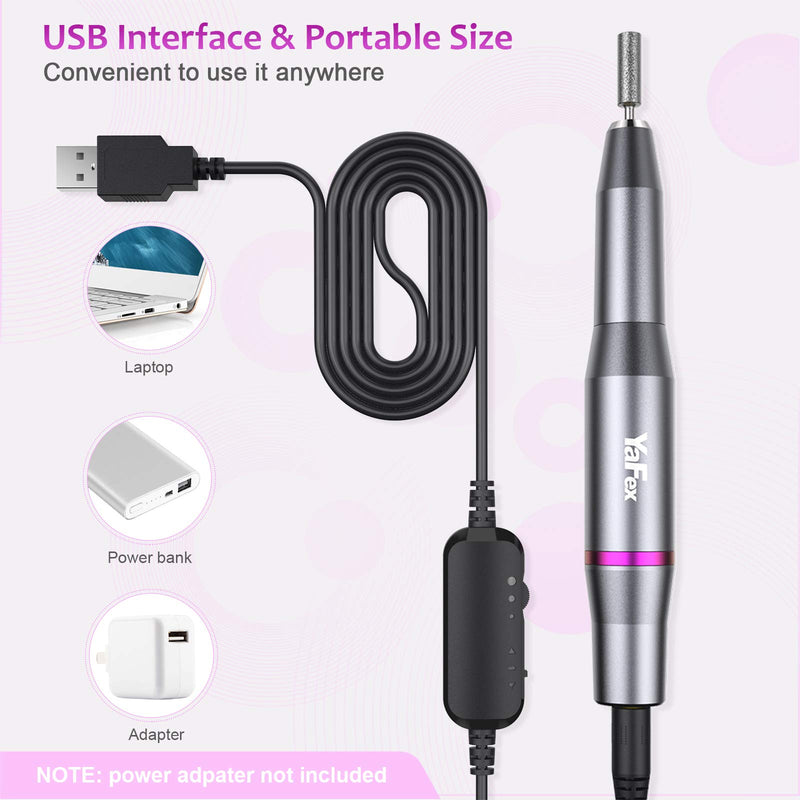 [Australia] - Electric Nail Drill- Professional Portable Manicure Pedicure E-file Kit with Acrylic Fake Nail Clipper for Shaping, Polishing, Removing Acrylic Gel Nails A-Silver 