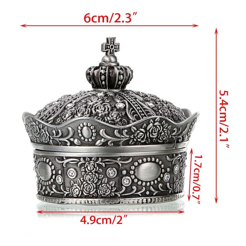 [Australia] - Hipiwe Vintage Jewelry Box, Antique Crown Design Trinket Treasure Chest Storage Organizer,Metal Earrings/Necklace/Ring Holder Case, Keepsake Giftb Box for Girls Women (Small) Small 