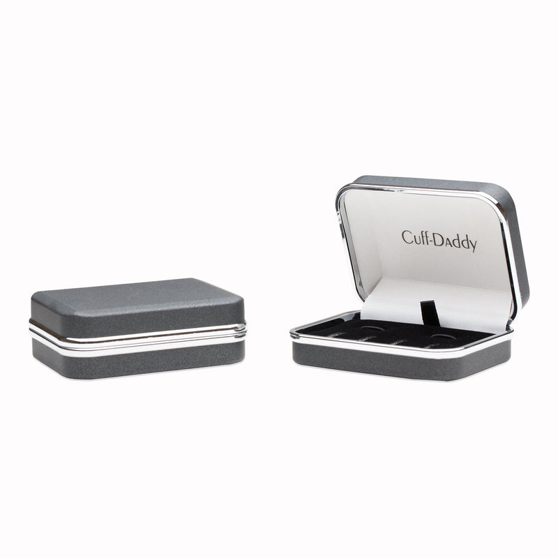 [Australia] - Mens Tuxedo Cufflinks and Studs Formal Set in Black Onyx and Silver with Presentation Box 