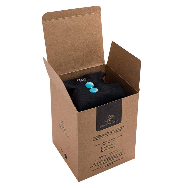 [Australia] - FLOATING LOTUS Reusable Sanitary Pads (5pk Small: Light to Medium Period Flow) Black Washable Bamboo Menstrual Towels Panty Liners inc Waterproof Bag 
