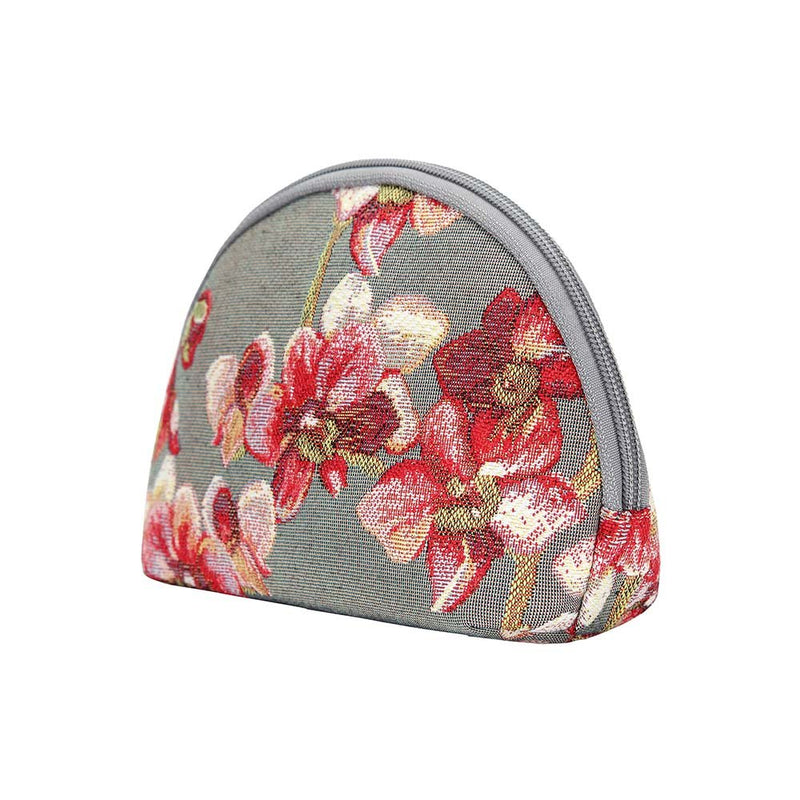 [Australia] - Signare Tapestry cosmetic bag makeup bag for Women with Wild Orchid Grey and Red Design (COSM-ORC) 