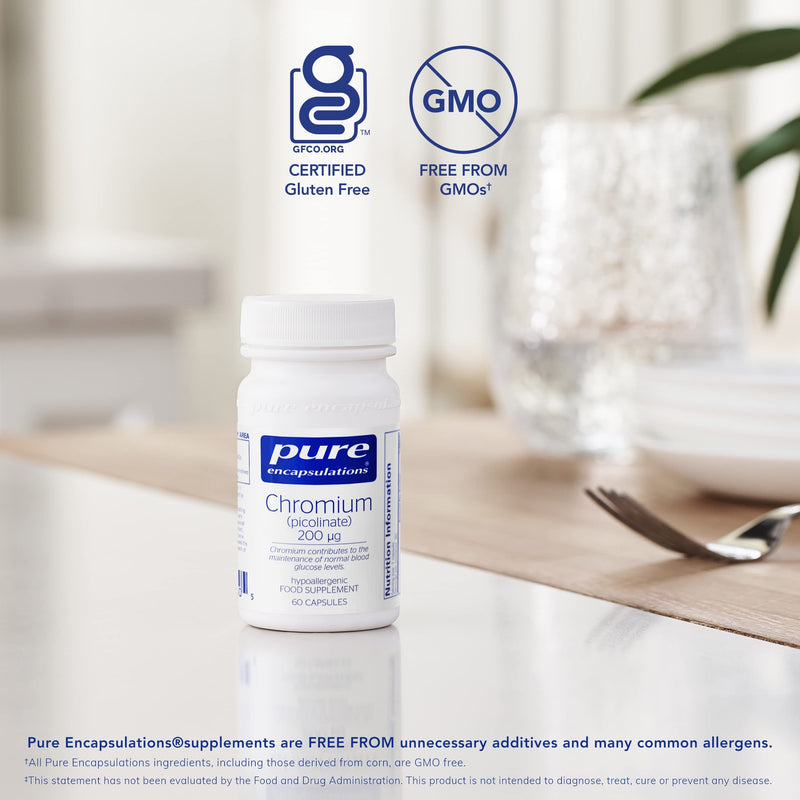 [Australia] - Pure Encapsulations - Chromium Picolinate 200 mcg - Hypoallergenic Support for Promoting Carbohydrate Catabolism and Weight Maintenance - 60 Capsules 