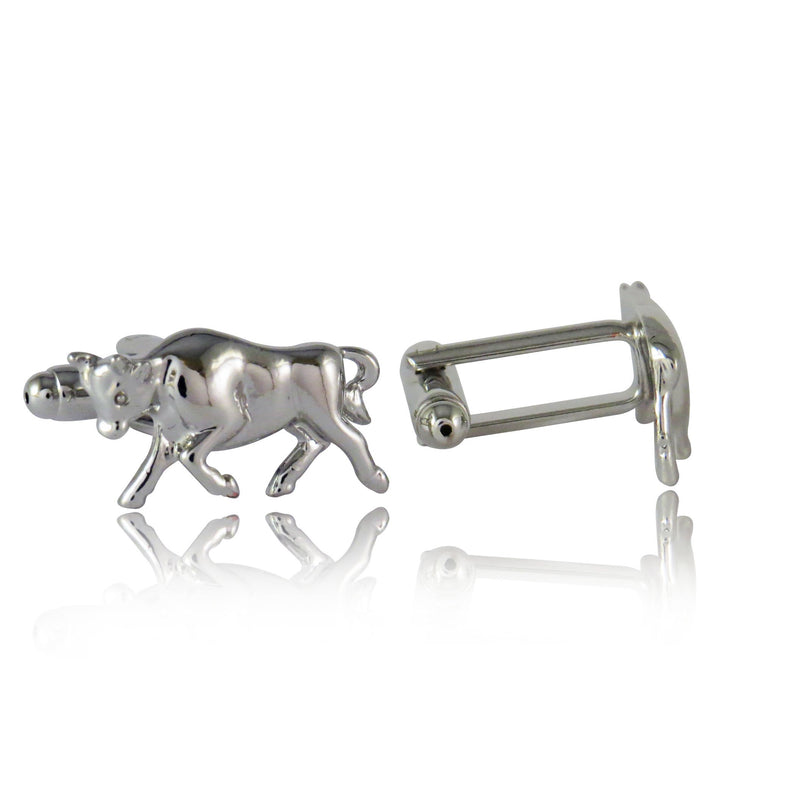 [Australia] - Cuff-Daddy Bull Bear Cufflinks Silver 000 with Presentation Box 