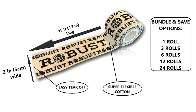[Australia] - ROBUST FITNESS Weightlifting Hook Grip Tape | Adhesive Stretch Athletic Thumb & Finger Tape | Sticky, Stretchy, Flexible, Easy Tear | Olympic Weightlifting | Cross-Training 6 Rolls White / Black 