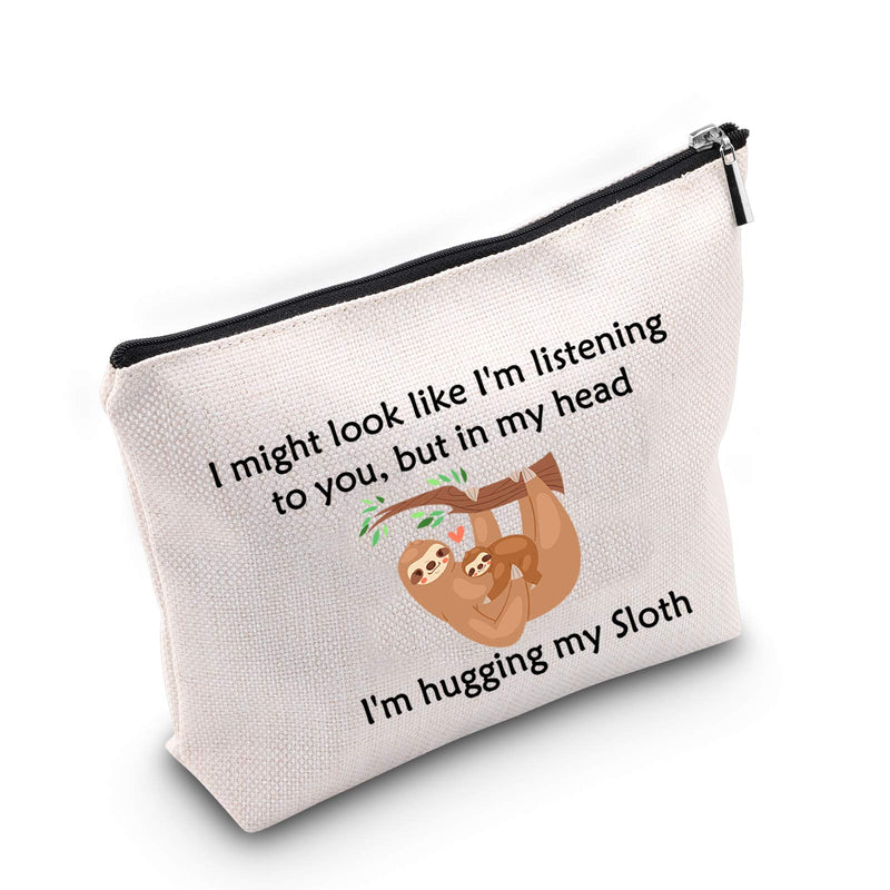 [Australia] - LEVLO Funny Sloth Lover Gift Cute Sloth Bags I'm Hugging My Sloth Makeup Bags Friendship Sloth Lovers Birthday Christmas Gift (I'm Hugging My Sloth) 