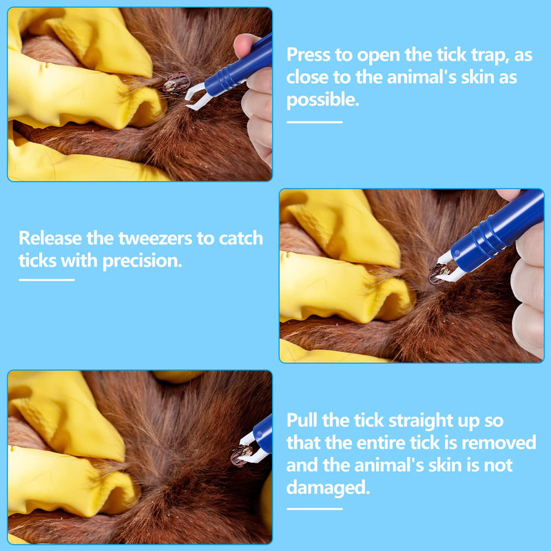 [Australia] - Honoson Tick Remover Tool Tweezer 2 Pcs Plastic Tick Tweezers Painlessly Tick Removal Tool Flea Tick Remover Tools for Dogs Cats Pets, Blue 
