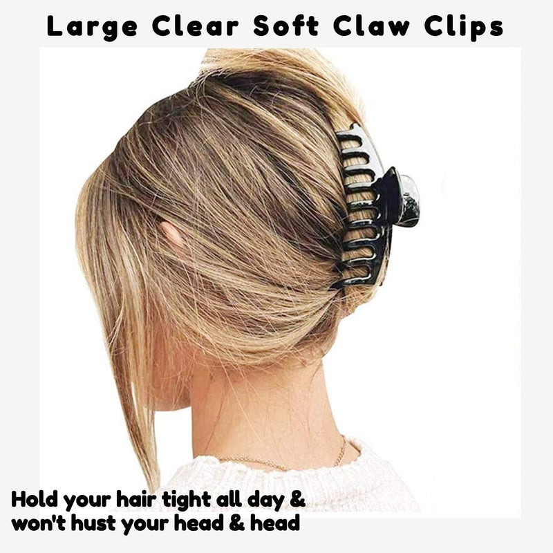 [Australia] - Marrie Large Hair Claw Clips for Thick Hair Nonslip Jumbo Hair Clamp Strong Big Hold Jaws Hair Styling Accessories for Women Girls Size 4.3 Inches (Black) Black 2 Count (Pack of 1) 