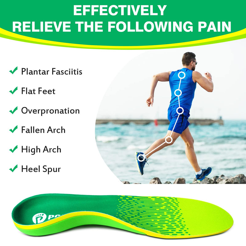 [Australia] - Popzoom Arch Support Plantar Fasciitis Insoles - 200lbs+ Heavy Duty Arch Support Orthotic Inserts for Flat Feet, Fallen Arch, High Arch, Heel Pain - Insoles for Overpronation Green S(Men 7-8.5/Women 8-9.5) 