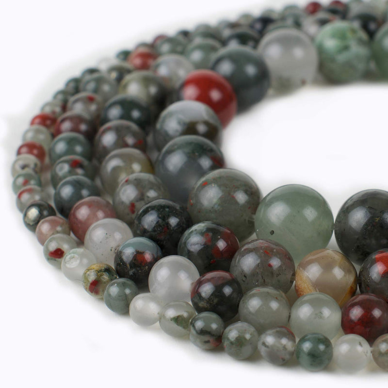 [Australia] - RVG 4mm African Bloodstone Beads Round Gemstone Loose Stone Crystal Healing Strand for Jewelry Making (Approx 88-90 pcs) 