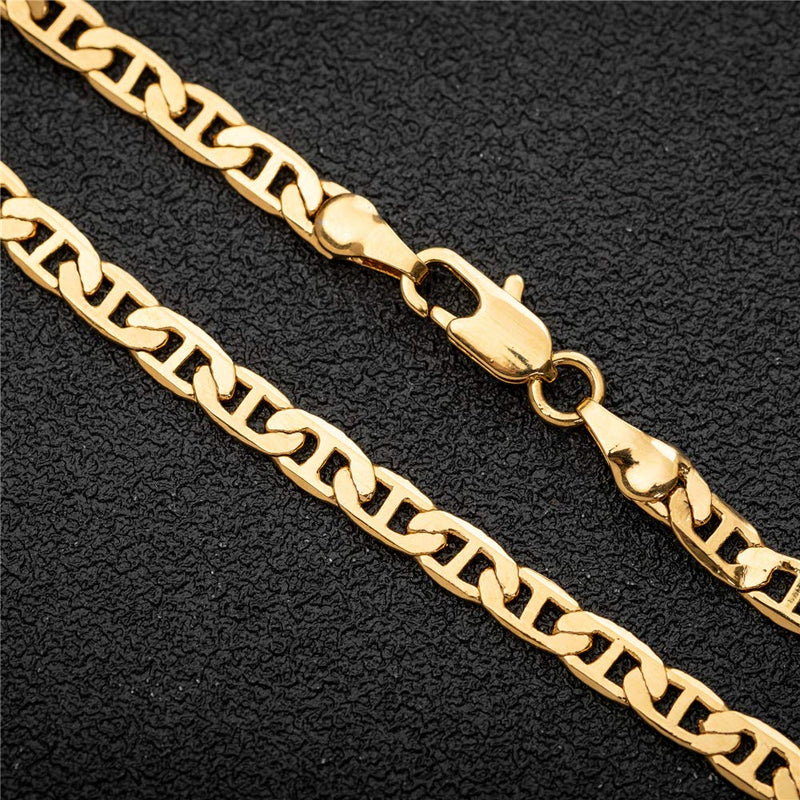 [Australia] - kelistom 18k Gold Plated Flat Mariner Link Chain Anklet 4.2mm Wide 9 10 11 inches Ankle Bracelet for Women Teen Girls 10.0 Inches 