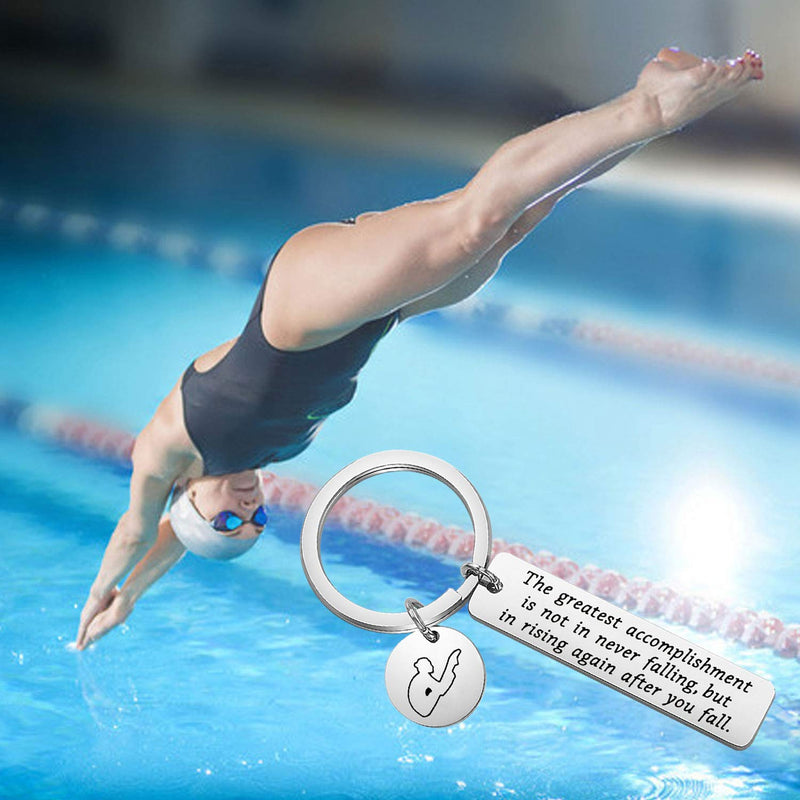 [Australia] - FUSTMW Platform Diving Gifts Keychain Springboard Diving Gifts Diving Swimmer Gifts for Diving Athlete Inspirational Gifts silver 