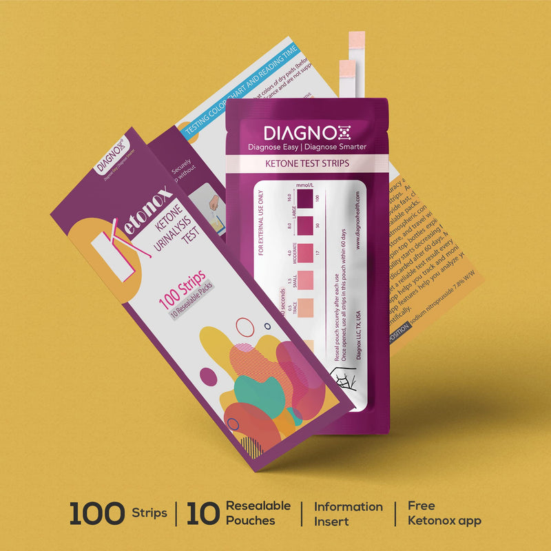[Australia] - Ketonox Ketone Test Strips| 100 Keto Strips in Resealable Pouches | Keto Test Strips for Testing Ketones in Urine with Free Mobile App | Ketone Strips for Tracking Ketosis Level on Low Carb Keto Diet 