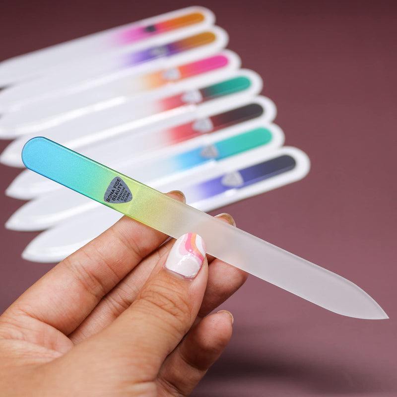 [Australia] - Glass Nail Files, Glass Fingernail Files for Gentle Manicure Nail Care, Expertly Shape Nails & Enjoy a Smooth Finish - Bona Fide Beauty 8-Piece Premium Czech Glass Nail Files 8 Count (Pack of 1) 