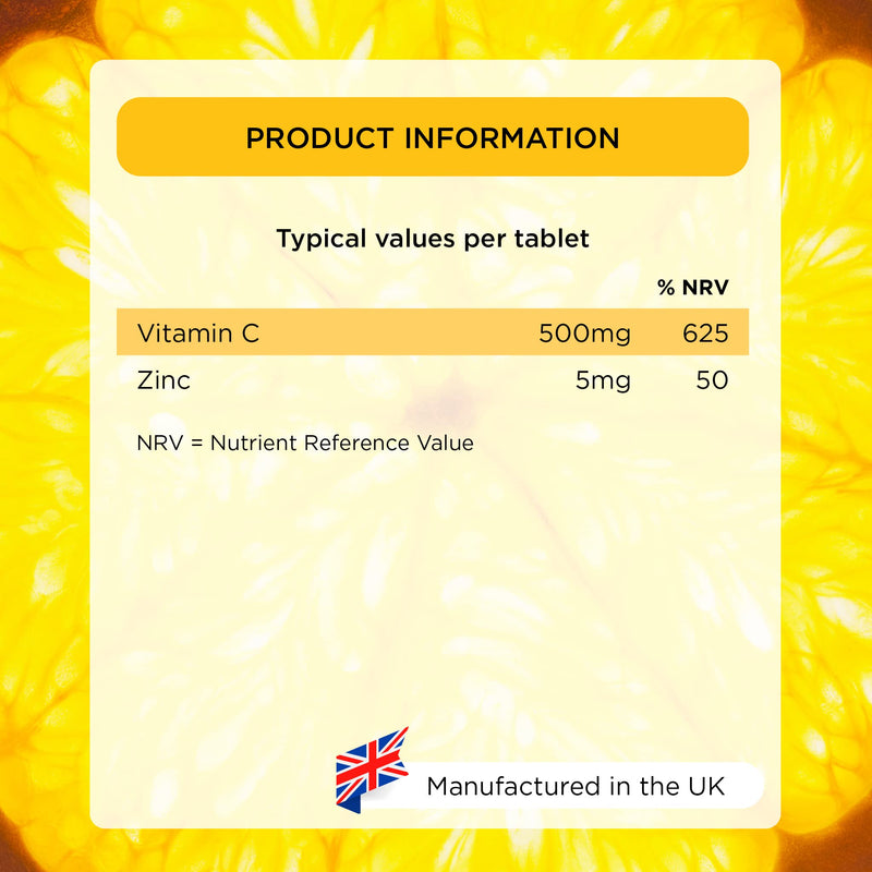 [Australia] - Healthspan Vitamin C Sustained Release 500mg (3 Months' Supply) | to Support Your Immune and Nervous Systems | Added zinc to Support Cognitive Function | Vegan 