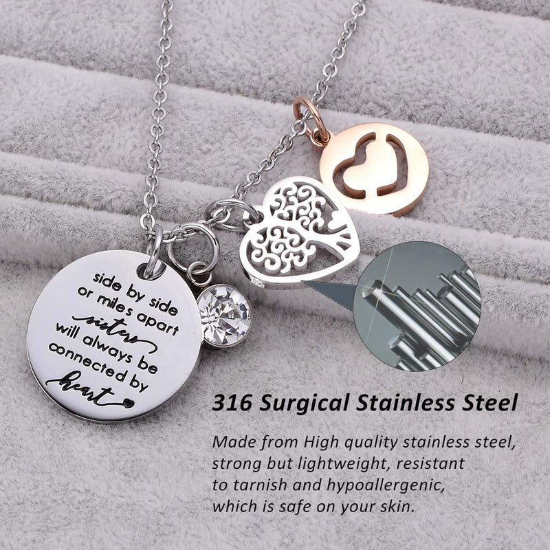 [Australia] - KOORASY Pendant Necklace Side by Side or Miles Apart Sister Will Always be Connected by Heart for Sisters from Sister Silver … 