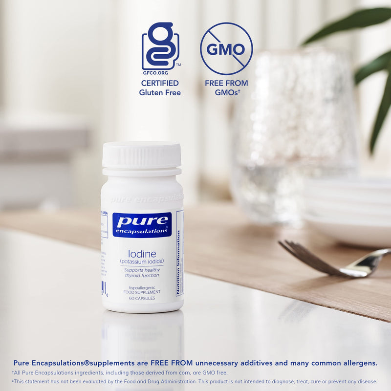 [Australia] - Pure Encapsulations - Iodine (Potassium Iodide) 225 UG - Hypoallergenic Supplement Supports Metabolism, Healthy Skin and Thyroid Function - 60 Vegetarian Capsules 