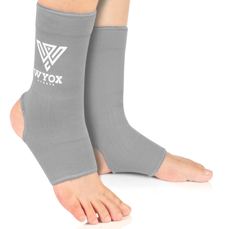 [Australia] - WYOX Ankle Wraps Support Boxing Gear for Men Women Muay Thai Ankle Support Kickboxing Wraps Gym Ankle Support (Pair) Grey S / M (Women 4.0 - 6.5/ Men 3.0 - 5.5) 