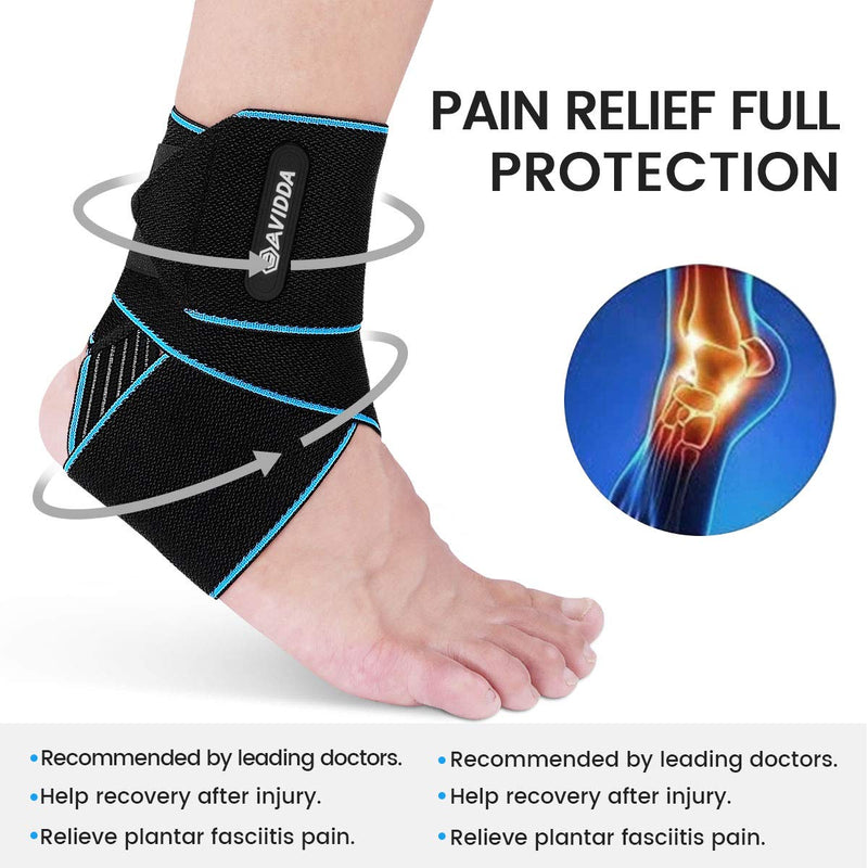 [Australia] - AVIDDA Ankle Supports 2 Pack - Adjustable Ankle Brace Compression Ankle Wrap Strap for Sprained Ankle, Achilles Tendon, Sports, Running Blue 