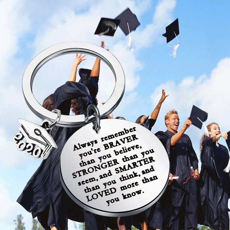 [Australia] - WSNANG Graduation Gift Always Remember You are Braver Stronger Smarter Than You Think Keychain Inspirational Graduates Gift for Class 2020 Graduation Keychain 