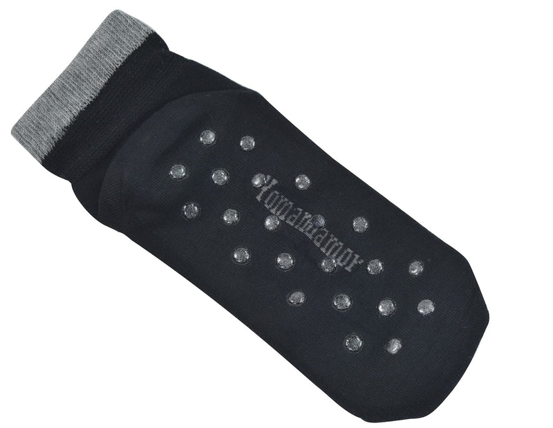[Australia] - Yomandamor 6 Pairs Seamless Diabetic Socks for Men Bamboo Non Slip Grip Ankle Socks 10-13 Black 