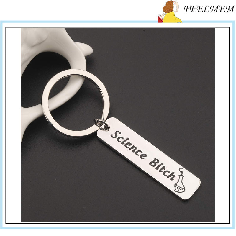 [Australia] - FEELMEM Chemist Gift Biology Chemistry Gift Science Bitch Funny Keychain Chemistry Science Jewelry Science Tech Jewelry Gift for Scientist Biology Student Science Lover silver 