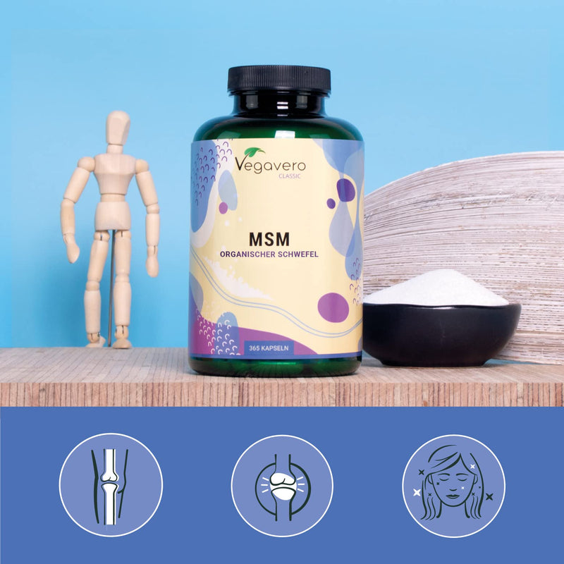 [Australia] - MSM Capsules Vegavero� | 2000 mg | Distilled Organic Sulphur | NO Additives & Non-GMO | Lab-Tested Methylsulfonylmethane MSM Supplements | 365 Capsules | Vegan 