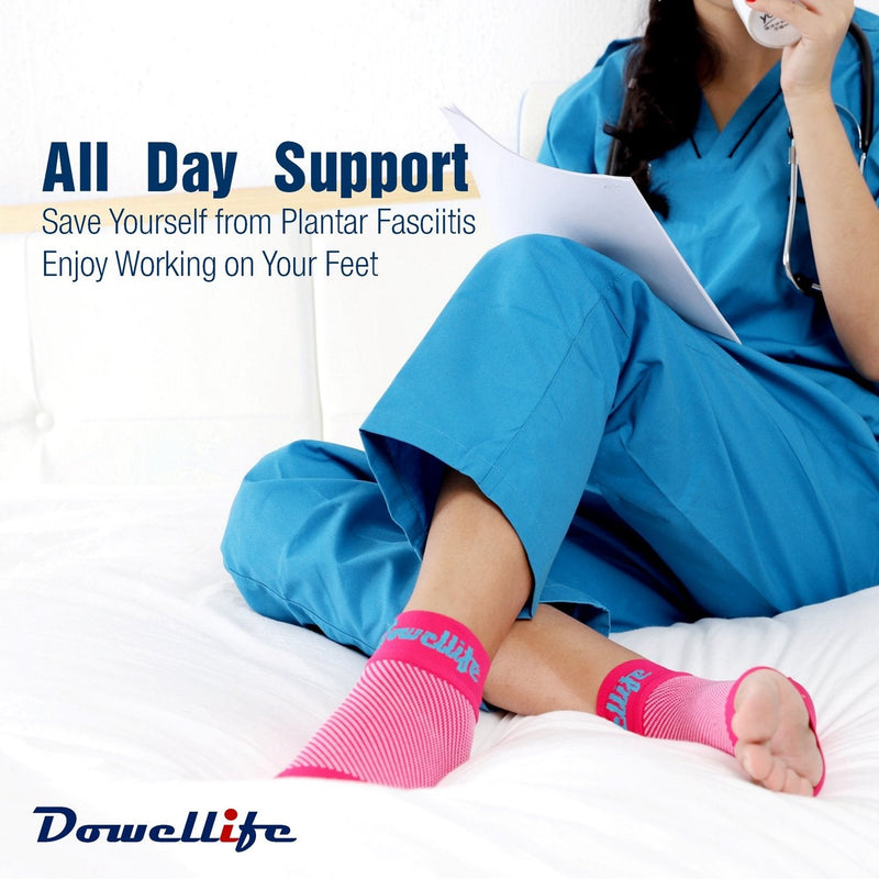 [Australia] - Dowellife Plantar Fasciitis Socks, Ankle Brace Compression Support Sleeves & Arch Support, Foot Compression Sleeves, Ease Swelling, Achilles Tendonitis, Heel Spur for Men Women Pink 2 Pairs Medium 