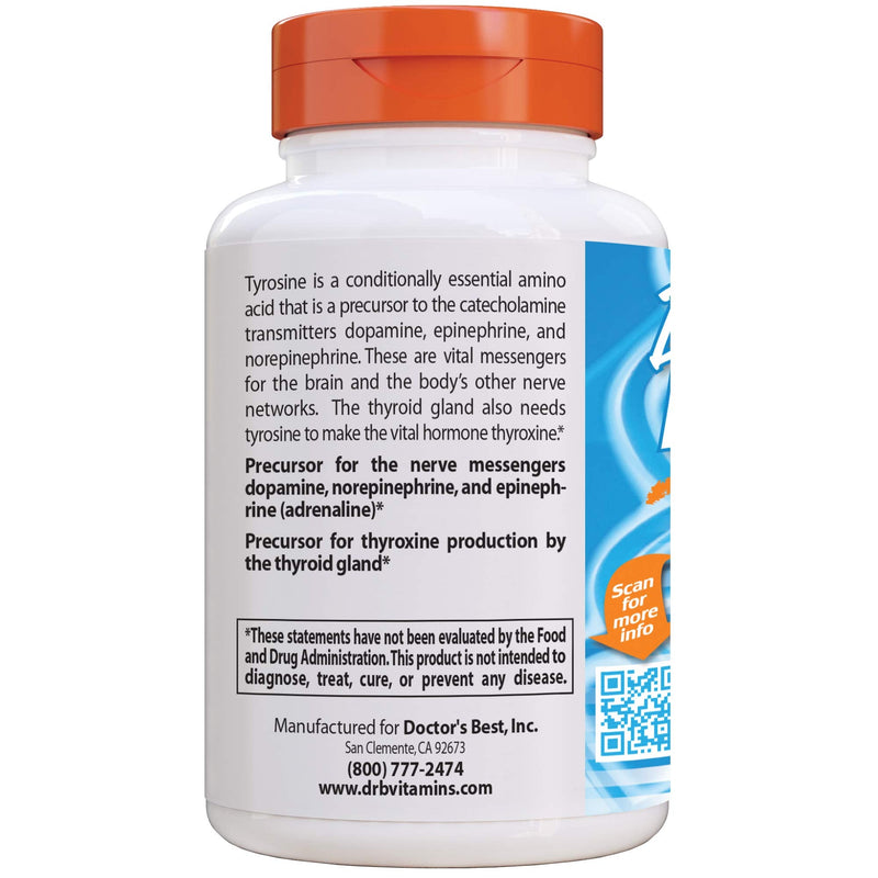[Australia] - Doctor's Best L-Tyrosine, Healthy Brain Function, Amino Acid, Healthy Glandular Function, Non-GMO, Gluten Free, 120 VC 