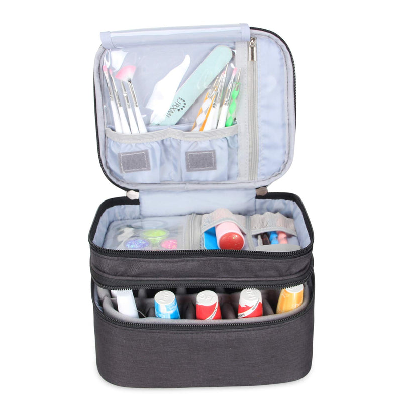 [Australia] - Luxja Nail Polish Carrying Case - Holds 20 Bottles (15ml - 0.5 fl.oz), Double-layer Bag for Nail Polish and Manicure Tools, Black Hold 20 Bottles(15ml) 