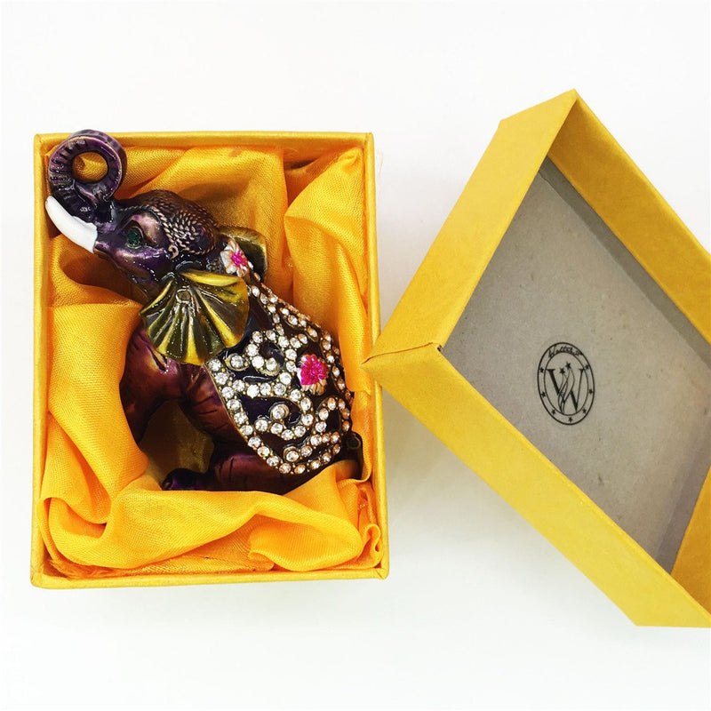[Australia] - Waltz&F Purple elephant Hinged Trinket Box Bejeweled Hand-painted Ring Holder Animal Figurine Collectible 