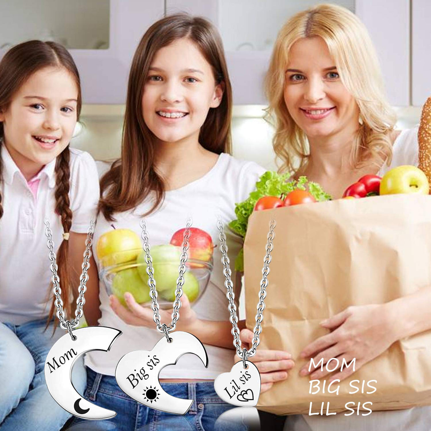 JQFEN 3 Pcs Big Sis Mom Little Sis Heart Necklace Mother Daughter Gifts  Necklace Birthday Christmas Gift : Clothing, Shoes & Jewelry - Amazon.com