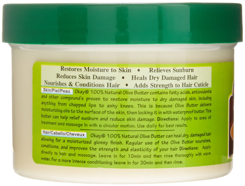 [Australia] - Okay, Olive Butter For Skin Hair Restores Moisture to Dry Damaged Skin Heals Nourishes Conditions Hair 100 Natural OKAYOLIVEB7, 7 Ounce 