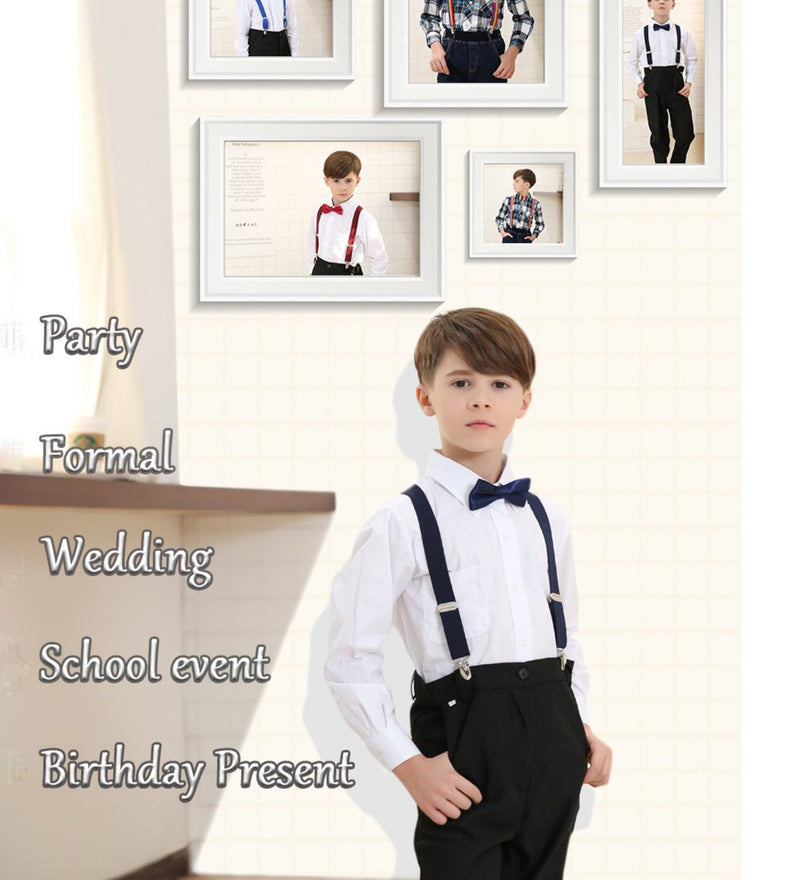 [Australia] - Kids Suspenders Bowtie Set,Adjustable Suspender with Bow Tie for Boys and Girls Black 