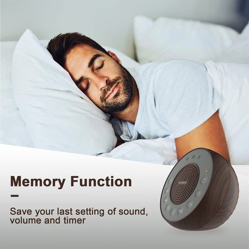 [Australia] - Housbay White Noise Machine with 31 High Fidelity Soothing Sounds, 5W High Power Loud Enough Speaker, Easy Volume Control, Sleep Timer, Sound Machine for Baby, Kids, Adults, Light Sleeper -Wood Grain B-Dark Brown Wooden 