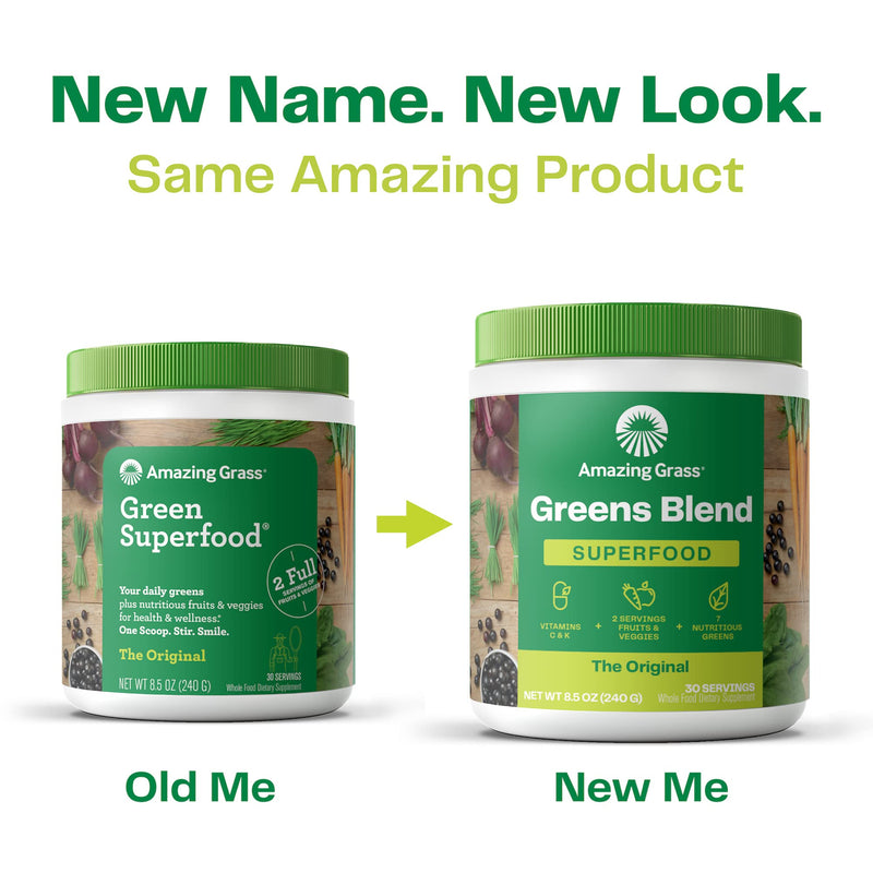 [Australia] - Amazing Grass Greens Blend Superfood: Super Greens Powder Smoothie Mix with Spirulina, Chlorella, Beet Root Powder, Digestive Enzymes & Probiotics, Original, 30 Servings 