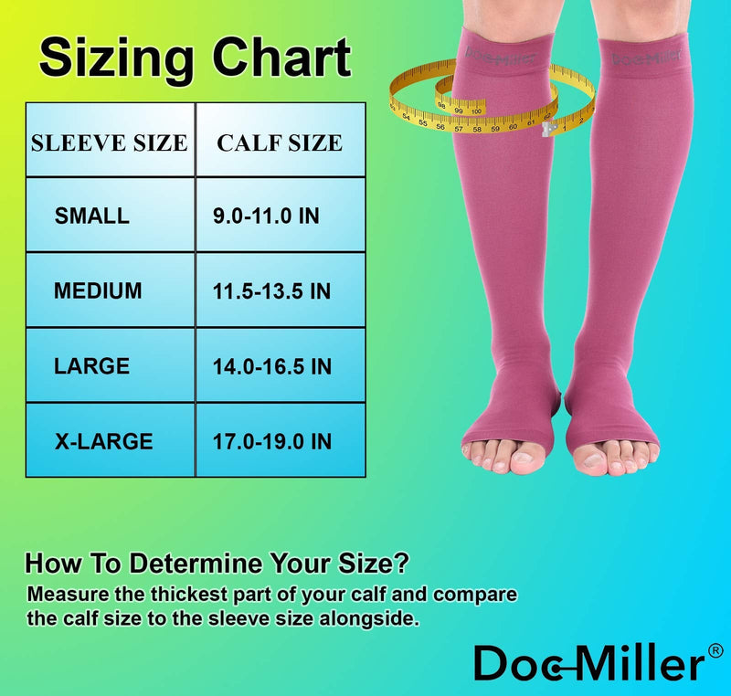 [Australia] - Doc Miller Open Toe Compression Socks 1 Pair 15-20 mmHg Firm Support Maroon X-Large 