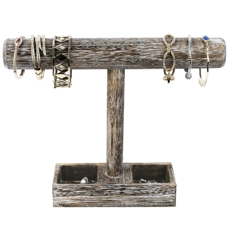 [Australia] - Mooca Bracelet Bangle Holder, Table Top Necklace Wooden Jewelry Display Stand Storage Tray for Home Organization, 11 3/4" W x 2 3/4" D x 9 3/4" H, Coffee 4) Coffee 