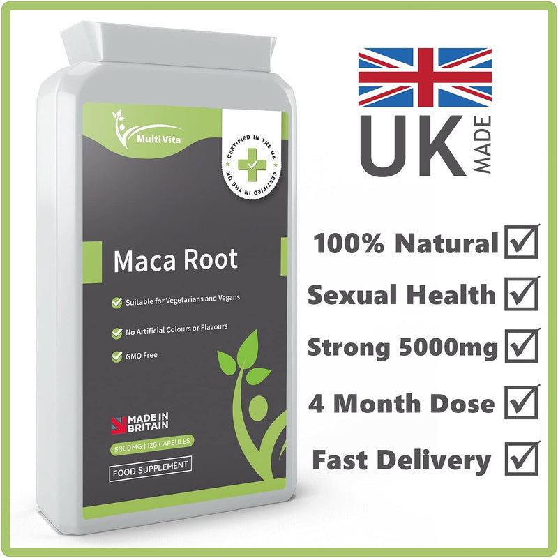 [Australia] - Maca Root Capsules - 120 x 5000mg - Supplement for Men and Women - Powder Extract with Added Zinc - Energy, Mood, Performance & Testosterone Booster - High Strength, Vegan & Vegetarian 