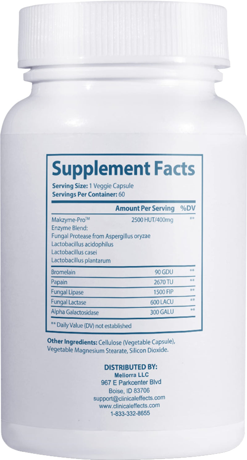 [Australia] - Clinical Effects Digestive Enzymes with Makzyme-Pro - Gut Health Enzyme and Probiotic Supplement to Support Digestion, Nutrient Absorption, Digestive Comfort - 60 Vegan Supplement Capsules - USA Made 