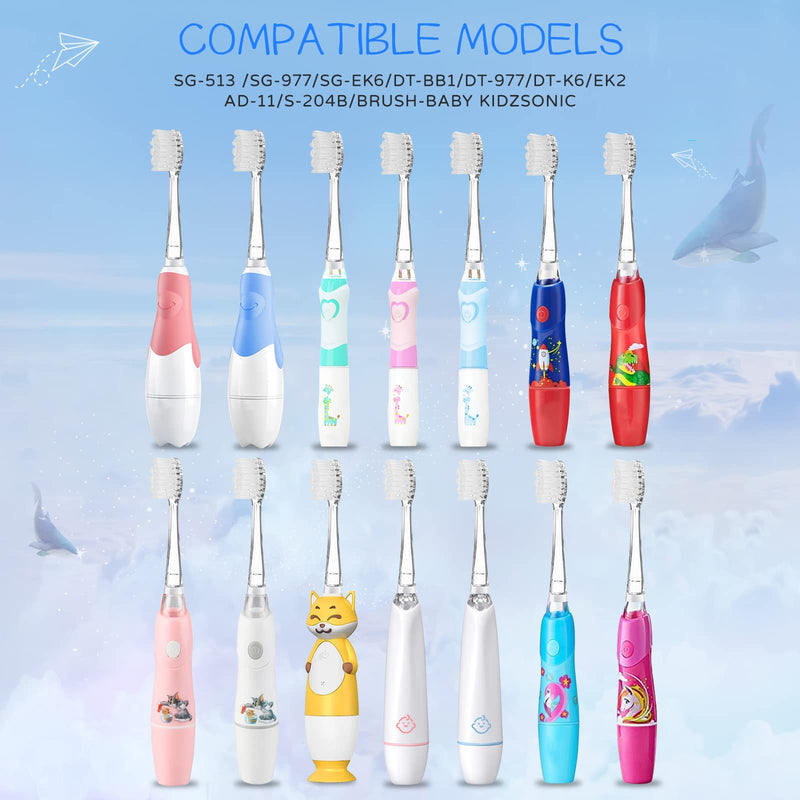 [Australia] - 5Pcs Children's Replacement Toothbrush Heads Compatible with SEAGO SG-513/977/EK6, Compatible with Brush-Baby WildOnes/KIDZSONIC, Compatible with Dada-Tech DT-BB1/DT-977/DT-K6 (3 Years+) 3 Years+ 