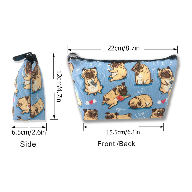 [Australia] - Cosmetic Bags for Women, Large Capacity Travel Makeup Pouch Portable Travel Waterproof Toiletries Accessories Organizer Cute Pug Dog Gifts Cute Funny Pug 