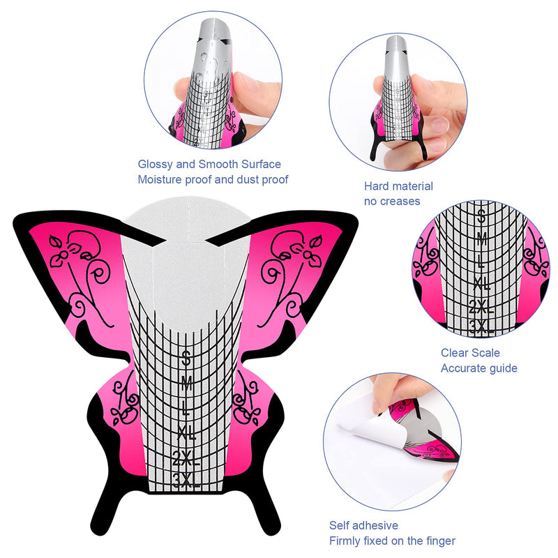 [Australia] - Ahier Nail Forms, 100PCS Acrylic Butterfly-Shape Self Adhesive Gel Nail Extension Nail Forms for DIY Tool UV Gel Forms Guide Stickers 