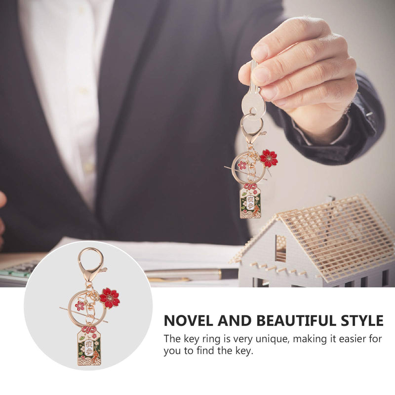 [Australia] - VALICLUD Feng Shui Key Chains Japanese Keychains with Cherry Blossoms Good Fortune Keychain Decorative Keyring Charm Pendant for Purse Handbag Car Key 