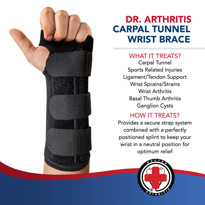 [Australia] - Doctor Developed Carpal Tunnel Wrist Brace Night & Wrist Support & Sleep Brace [Single] (with splint) -Registered Class I Medical Device & Doctor Written Handbook - Fully Adjustable to Fit any Hand (Left) Left - Splint Support 
