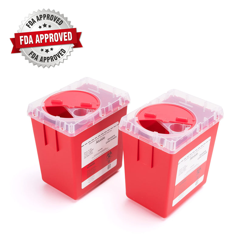 [Australia] - Alcedo Sharps Container for Home and Professional Use 2 Quart (3-Pack), Biohazard Needle and Syringe Disposal, Medical Grade 3 